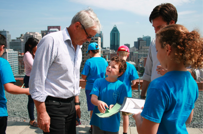 Marc Garneau visiting Space Concordia, organized by Westmount Science Summer Camp in July of 2013