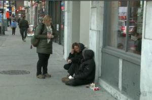 Pic 006 Kelly R and Emily C speak with a homeless person (2)