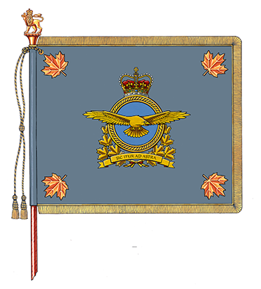 The Royal Canadian Air Force’s new Command Colour carries the new badge of the RCAF, which was created following the restoration of the RCAF’s historic name in 2011. As well, the tops of the maple leaves at the four corners now point outward, as they did on the first RCAF Command Colour, presented in 1950. IMAGE: Artist’s concept of the proposed Colour.